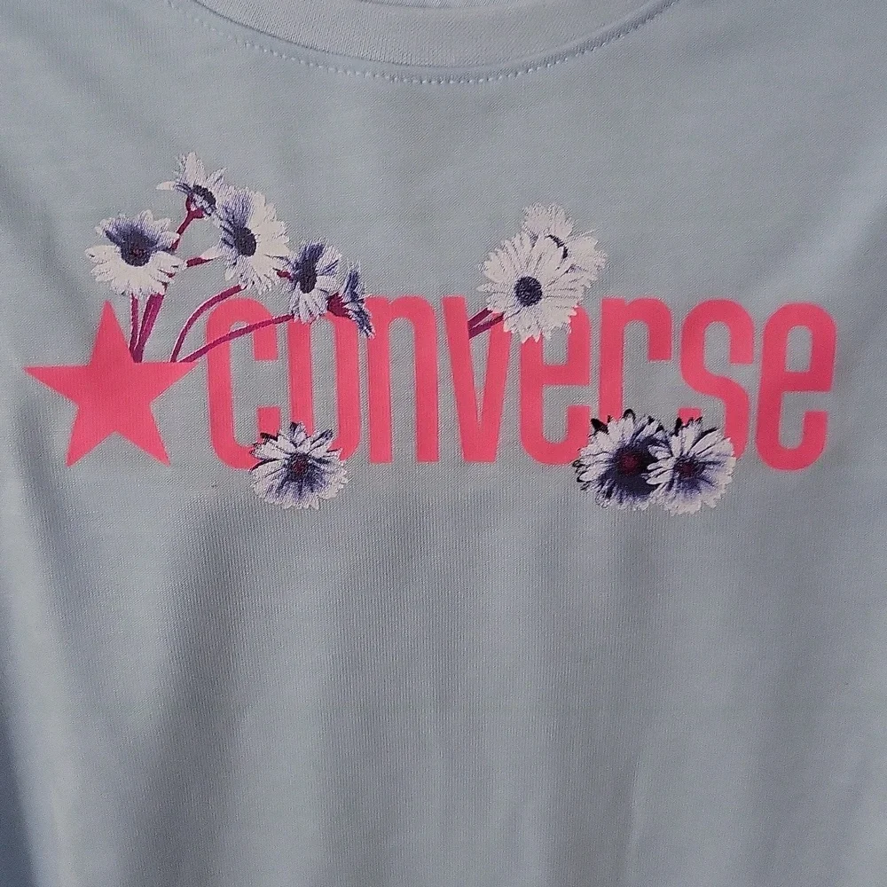 Converse Light Blue T-Shirt with Pink Logo